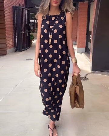 Lidia | Maxi szmizjerka w kropki z rozcięciem