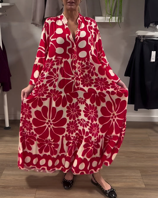 Danuta | Elegancka sukienka maxi z nadrukiem