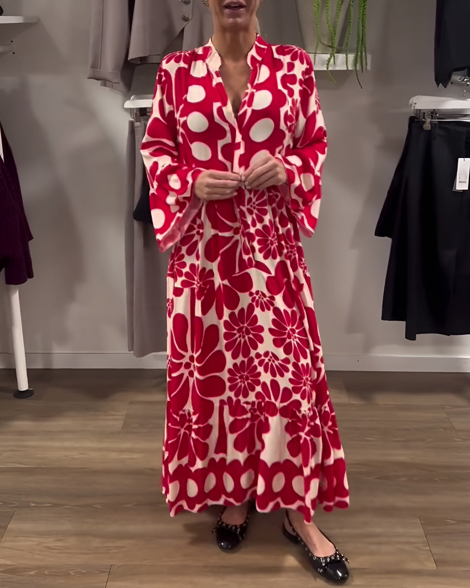 Danuta | Elegancka sukienka maxi z nadrukiem