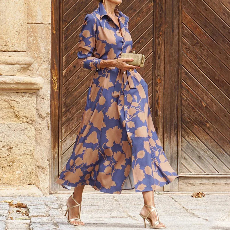 Zofia | Stylowa długa sukienka z długim rękawem