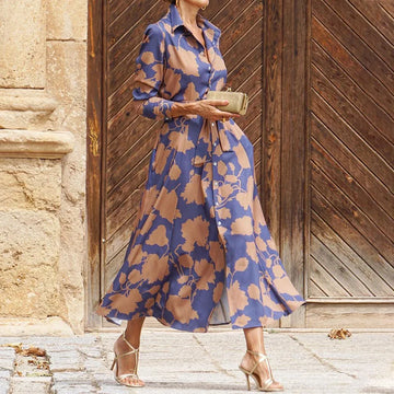 Zofia | Stylowa długa sukienka z długim rękawem